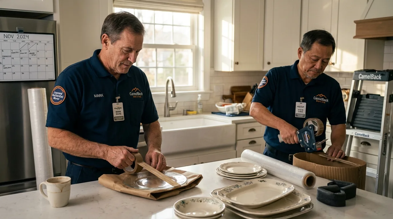 Professional crew packing kitchen dishware in Dunnellon, FL